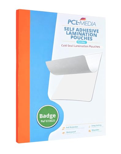Self Seal Laminating Pouches ID Badge, Cold Seal Laminating Pouches Finish Size ID Badge 66 x 89mm (Pack of 5) from PCL Media ltd