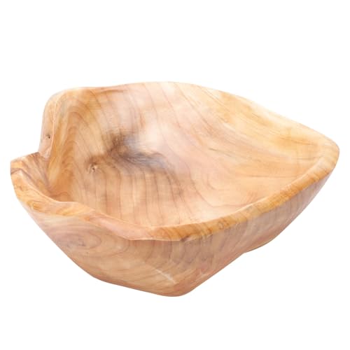 MUELODSIC Plato de Fruta Grande de Madera Maciza Tallada a Mano Diámetro 20-24 CM Cuenco Creativo para Servir Aperitivos y Ensaladas Bandeja Ecológica para Sala de Estar y Restaurante
