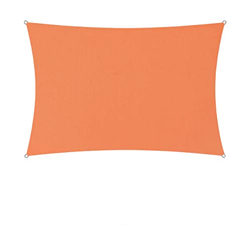 Lumaland Sonnensegel Rechteckig | 2 x 3 Meter | Wasserfester Sonnenschutz inkl. Befestigungsseile | Terrasse, Garten & Balkon Schattenspender aus Polyester (160 g/m²) mit UV Schutz 30+ [Orange]