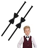WINXMIN 2 Pièces Nœud Papillon Enfant, Bande Réglable, Nœuds Papillon Enfant Couleur Unie Satin pour Garçons Enfants Mariage Anniversaire Fête (Noir)