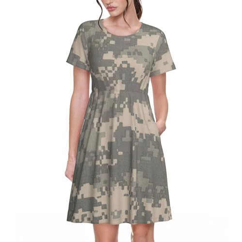 Robe d'été femme motif camouflage numérique vêtement décontracté