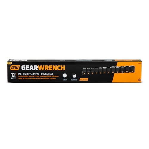 Image of GEARWRENCH 12 Pc 3 /8 inch Drive 6 Pt Metric Hi-Viz Impact Socket Set | 84911H