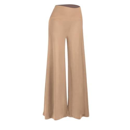 Arolina Women's Stretchy Wide Leg Palazzo Lounge Pants Casual Comfy High Waist Palazzo Pants Medium Lightkhaki