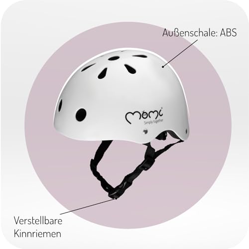 MoMi Mimi Kinderhelm verstellbar, Kopfumfang 47 – 58 cm (1-4 Jahre), stoß- und schlagfester Fahrradhelm für Kinder, 11 Lüftungsöffnungen, Schaumstoffpolsterung, Einstellbarer Kinnriemen