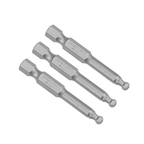 Uxcell 3 Pcs H4 (4Mm) Ball End Screwdriver Bits, S2 Steel Magnetic 2 Inch Long Drill Bit With 1/4 Inch Hex Shank #TOP12