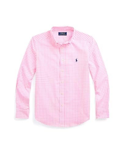 POLO RALPH LAUREN Boys Button Down Check Gingham Long Sleeve Poplin Shirt Toddler/Little Kids Size 4T Light Pink