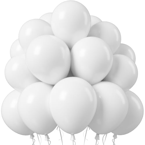 Image of Jobkoo White Balloons 50Pcs 12 Inch Wedding Bridal Engagement Latex Balloon