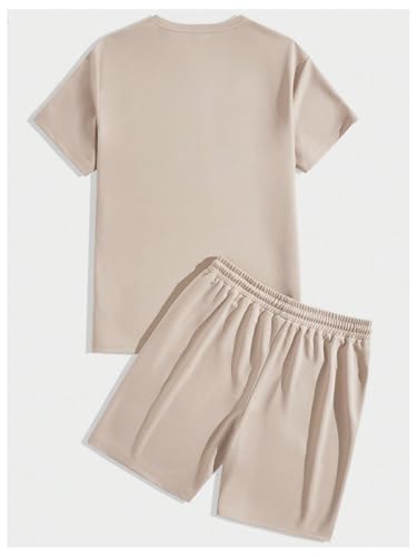 Men's 2 Piece Summer Outfits Ombre Short Sleeve T Shirts Tops Drawstring Waist Track Shorts Set2