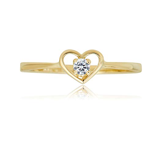 AVORA 10K Gold Simulated Diamond CZ Open Heart Ring2