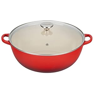 Le Creuset Enameled Cast Iron Chef’s Oven with Glass Lid, 7.5 qt., Cerise