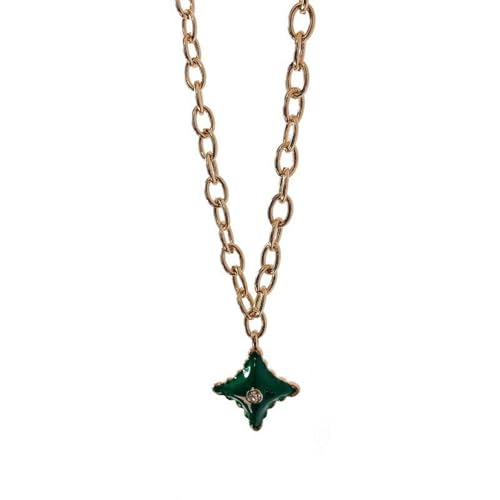 Collier pour fille avec chaîne coréenne et pendentif vert : cadeau idéal