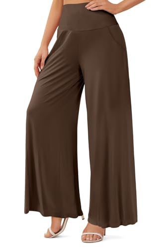 JZC Women's Palazzo Lounge Pants Casual Wide Leg Pants High Waist Flowy Toursers with Pockets