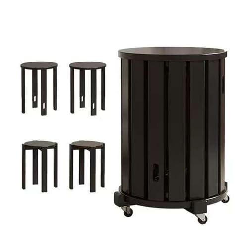Tabouret rond en bois massif, tabouret empilable multifonction, table d'appoint ronde peu encombrante, meuble polyvalent pour salle à manger, cuisine, salon