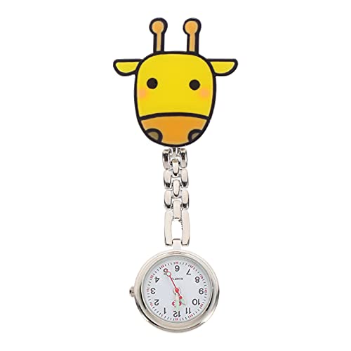iplusmile Uhr Taschenuhr Giraffe Schwesternuhr Ansteckuhr Brosche Quarzuhr Krankenschwesteruhr Analoges Quarzwerk Pflegeuhr Armbanduhr Fob Uhr Geschenk für Arzt Damen Herren Student
