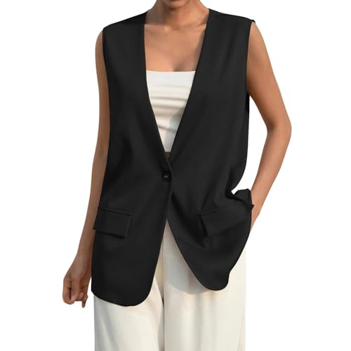 Womens Sleeveless Blazers Business Casual Suit Jacket Work Office Blazer Vest Lightweight Open Front Blazer Jacket