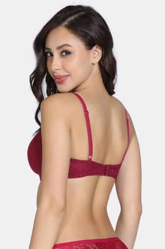 Image of Zivame Padded Non Wired 3 /4Th Coverage T-Shirt Bra - Beet Red
