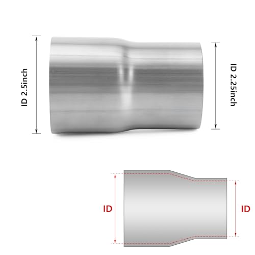 Image of A-KARCK Exhaust Adapter Connector 2.25 inch ID to 2.5 inch ID, Exhaust Pipe Reducer 4 inch Overall Length 304 Stainless Steel