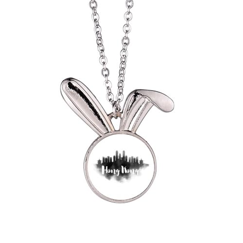 Collier pendentif lapin avec peinture de Hong Kong en encre de Chine pour amoureux d'art