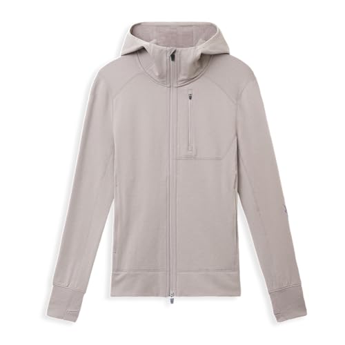 IBEX Merino Wool Mammoth Full Zip Hoodie for Women | Heavyweight Nuyarn Fleece Jacket with Helmet-Compatible Scuba Hood | Ideal for Skiing, Climbing, Travel & Cold Weather | Moonrock (XX-Large)