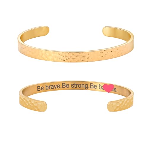 Inspirational Bible Verse Cuff Bracelet for Women, 18K Gold Plated Hammered Bangle, Christian Faith Jewelry Gift, Adjustable Non Tarnish