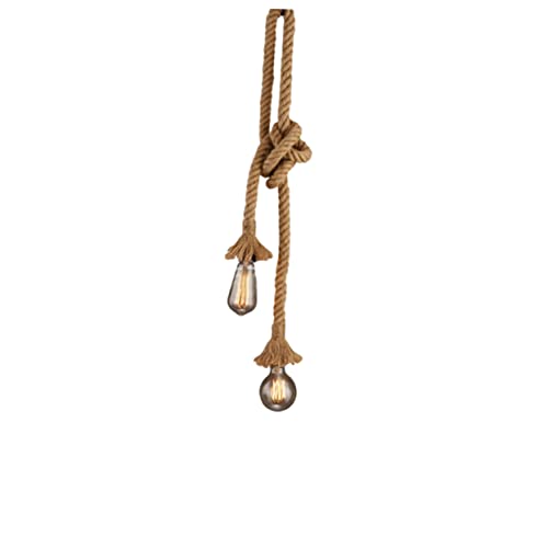 jojofuny 0.5M Rustic Double Heads Rope Pendant Light Vintage Hanging Lamp for Bedroom Cafe Restaurant Bar Decoration Base Unique Home Lighting