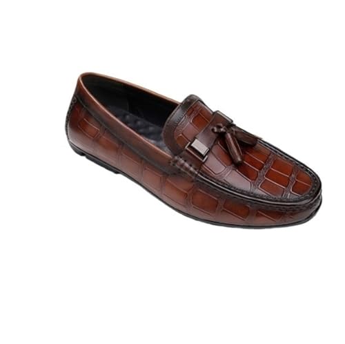 Lightweight Fashion Mens Loafers Solid Color Stone Pattern Tassel Driving Loafers Anti-Slip Flat Heel