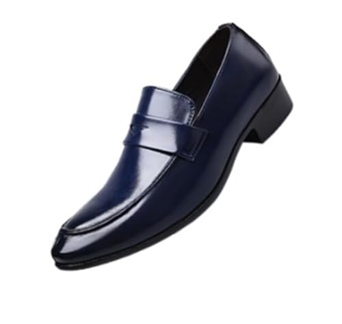 Mens Loafers Shoe Simple Breathable Burnished Toe Loafers Faux Leather Resistant Flat Heel Lightweight Fashion Slip On