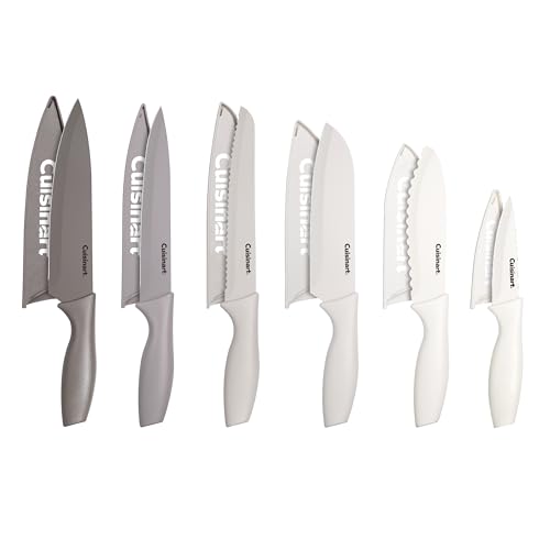 Cuisinart Advantage 12-Piece Kitchen Knife Set, Professional-Quality Nonstick Coated Stainless Steel Knives with Covers, Nonstick Color Coating for Easy Slicing, Ergonomic Handles, G1022-12N