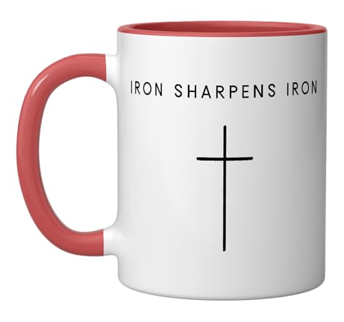 Taza de cerámica cristiana roja y blanca 11 oz miniatura 1