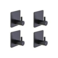 Self Adhesive Hooks 4 Pack, Coat Hooks, Sticky Hooks Strong, 3M Command Hook, for Stick on Hooks Door Hooks, Bathroom Hooks, Wall Hooks, Kitchen Hooks, Suction Hooks (Black)