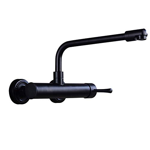 Robinet de cuisine laiton noir mural pivotant mitigeur eau froide lavabo