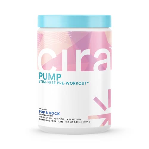 Cira Pump Caffeine-Free Pre Workout Powder For Women - Non Stimulant Preworkout Supplement For Pumps, Focus & Endurance - 30 Servings, Pop & Rock #TOP3