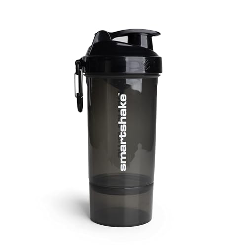 Smartshake O2GO ONE Plastic Protein Shaker Bottle 800 ml | 27 oz - Leakproof Screw-on Lid - BPA Free – Unisex - Black