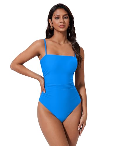 Image of SUUKSESS Women Sexy One Piece Swimsuit Tummy Control Square Neck Bathing Suit