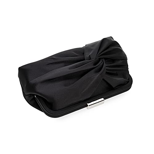 Ixebella Evening Purse For Women Dressy Soft Pleated Knot Party Clutch Satin Frame Formal Handbag For Wedding/Prom/Cocktail (Black) #TOP4