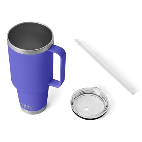 Image of YETI Rambler 42 oz Tumbler with Handle and Straw Lid, Travel Mug Water Tumbler, Vacuum Insulated Cup with Handle, Stainless Steel, Ultramarine Violet