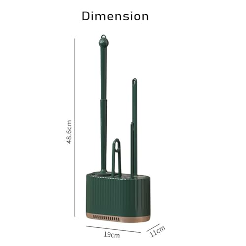 Image of Basaza Toilet Brush and Holder Set Toilet Bowl Cleaning Brush and Holder for Bathroom Toilet Bowl Cleaner Brushes & Holders 4 in 1 Dark Green Bathroom Accessories Wall Mounted or Floor Standing