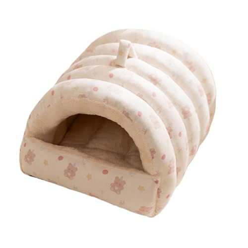 冬用猫ベッド ペットルーム ドーム型 暖かい ふわふわ カーテン付き クッション付き 厚手 長毛種 小型犬用ハウス 防寒 滑り止め 洗える (XXL,G)