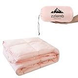 zzlamb Puffy Camping Blanket Down Alternative Small Size for Kid, Lightweight Water-Repellent Throw Blanket Compact, Portable Quilt Couch Travel Beach Picnic Hammock Backpacking, Cherry Pink 39''x55''