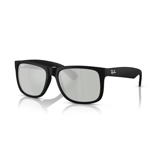 Ray-Ban Óculos de sol retangular Justin RB4165, borracha preta/verde espelhada prata polarizada, 51 mm
