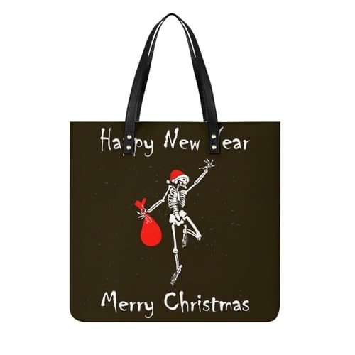 Sac à main crâne de Noël grand tote bag en toile de 39x39cm imprimé original