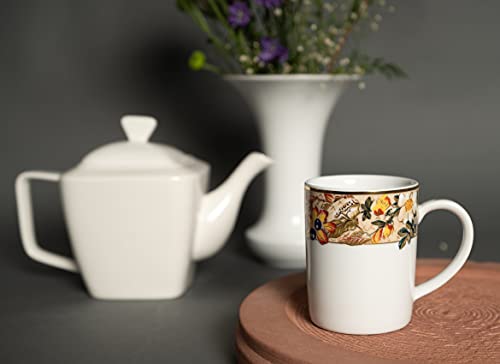 Image of Dankotuwa Luxury Porcelain 24k Gold Coffee Mugs | Tea Cups. Vegan | Scratch Resistant | Hard Chip Resistant. Dishwasher Safe. Set of 2 (250 ml)