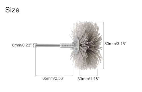 Image of NACX Nylon Wheel Brush, Woodwork Polish Grinder Brush, 80 Grits Abrasive Grinding Head with 6mm Threaded Shank, 2Pcs