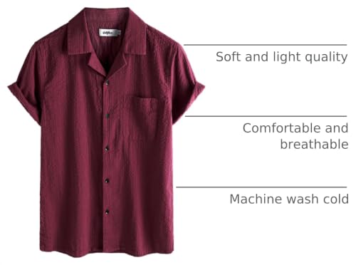 Image of VATPAVE Mens Striped Summer Shirt Casual Button Down Short Sleeve Beach Shirts Cotton Shirts for Men