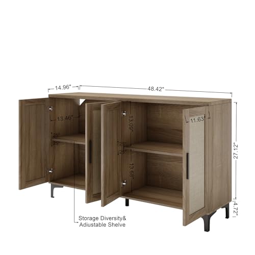 Jheumaj BG001 Sideboard Buffet Cabinet With Storage, Rattan Kitchen Storage Cabinet thumb #1