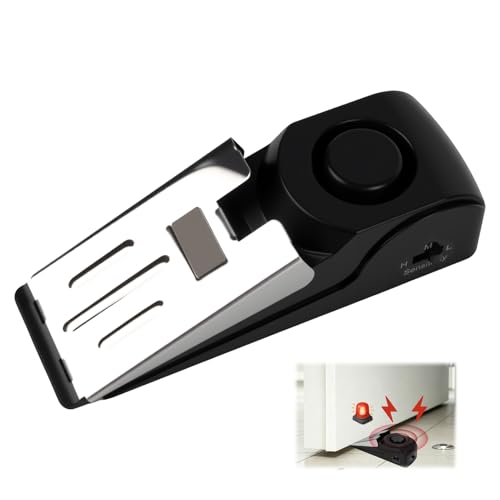 1 Pieza Alarma de Topes para Puertas Negro, Alarma de Parada de Puerta, Alarma de Seguridad En Forma de Cuña con 120 Db En Acero Inoxidable, Diseñada para La Protección Personal En El Hogar, Hoteles