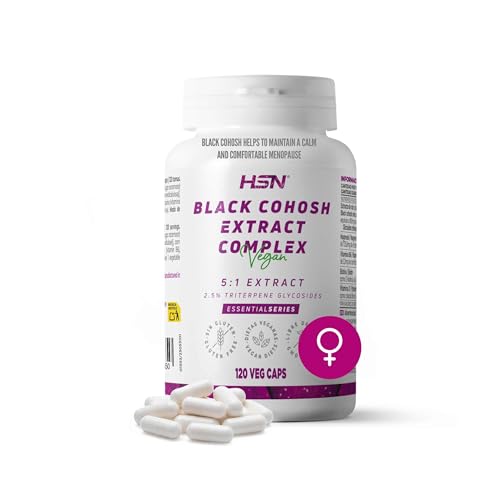 HSN Cohosh Negro Cimicifuga racemosa 800mg | 120 Cápsulas Vegetales | Ayuda a mantener una menopausia tranquila y confortable | No-GMO, Vegano, Sin Gluten
