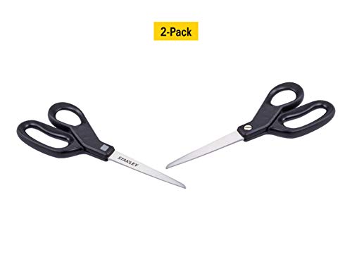 Tesoura Stanley multiuso de 20 cm, pacote com 2, preta (SCI8ST-2PK)