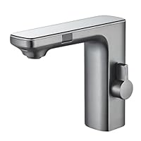 Hevenaov Infrarot Sensor Wasserhahn Bad Grau, Automatisch Sensor Mischbatterie Bad Digitalanzeige Bildschirm Warmes Kaltwasser Mischbatterie Armatur Waschbecken