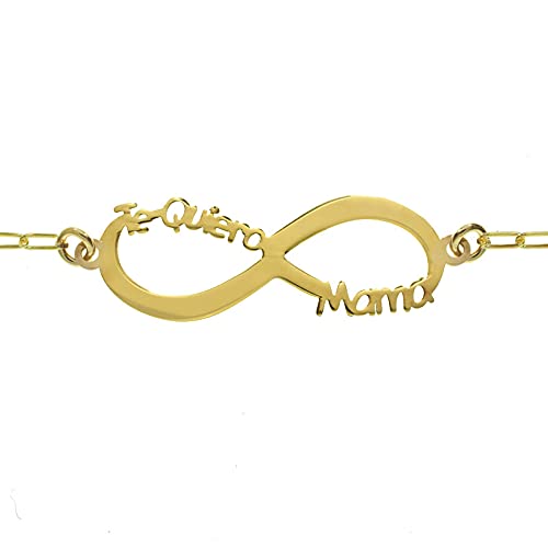 Pulsera infinito Te Quiero Mamá Plata de Ley 925 bañada en Oro - Pulsera mamá dorada para regalo